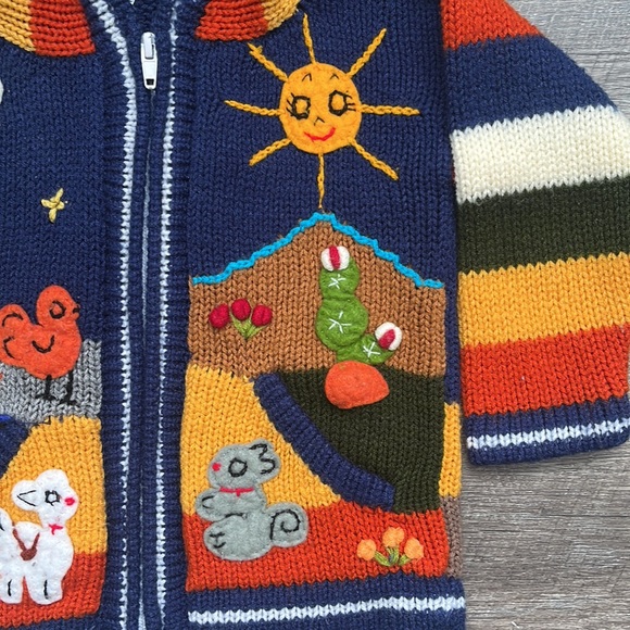 Native Creation Animal Nature Embroidered Zip Up Hooded Cardigan Sweater - Picture 4 of 8